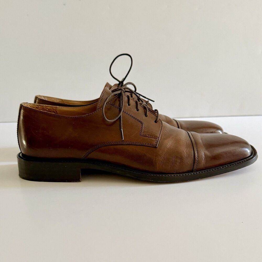 J.Murphy Johnston & Murphy Novick Brown Cap Toe Leather Dress Shoes Mens Size 9M - Picture 3 of 16